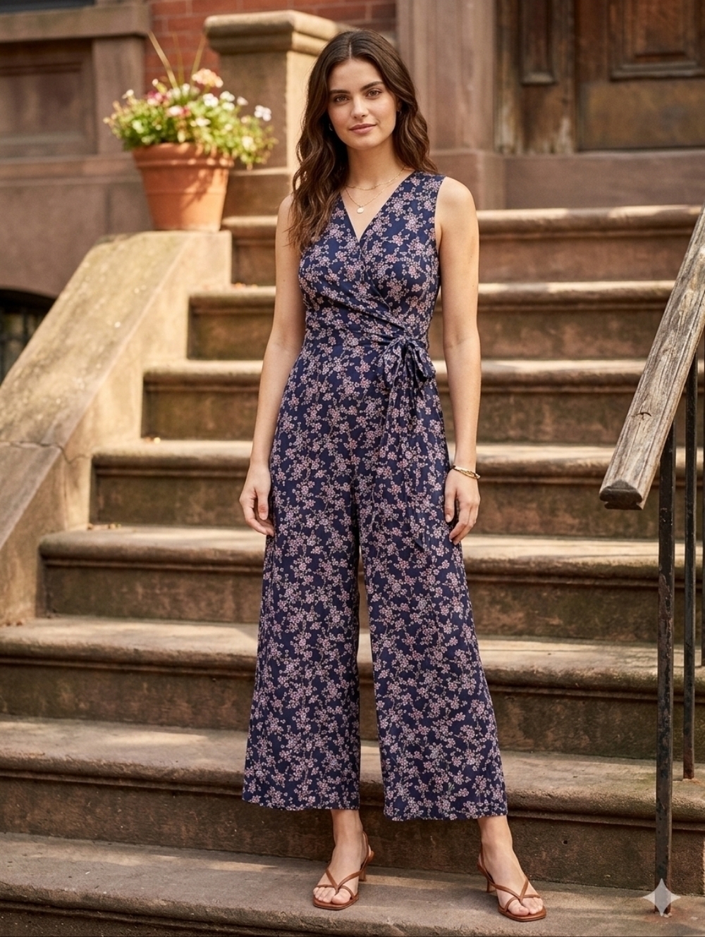 Jack by BB Dakota Swish Swish Blue Floral Wide Leg Jumpsuit NWT Size 0